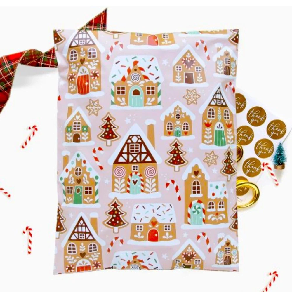 🏠20 Pink Gingerbread Poly Mailers- 10 x 13 inch